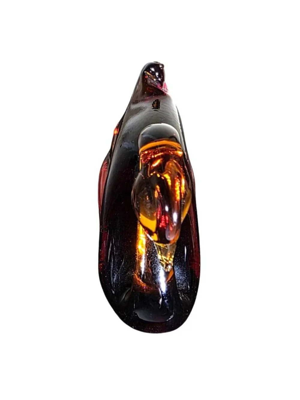 Glass Swan Figurine Amber tone paperweight bird art decor avian